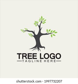 Tree logo icon vector illustration design.Vector silhouette of a tree templates of tree logo and roots  tree of life design illustration