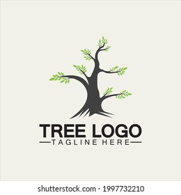 Tree logo icon vector illustration design.Vector silhouette of a tree templates of tree logo and roots  tree of life design illustration