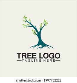 Tree logo icon vector illustration design.Vector silhouette of a tree templates of tree logo and roots  tree of life design illustration