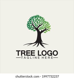 Icono de árbol diseño de ilustración vectorial.Silhouette vectorial de una plantilla de árbol logotipo de árbol y árbol de raíces ilustración de diseño de vida