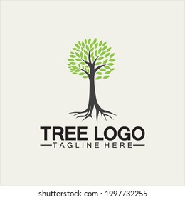 Icono de árbol diseño de ilustración vectorial.Silhouette vectorial de una plantilla de árbol logotipo de árbol y árbol de raíces ilustración de diseño de vida