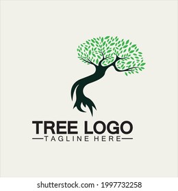 Icono de árbol diseño de ilustración vectorial.Silhouette vectorial de una plantilla de árbol logotipo de árbol y árbol de raíces ilustración de diseño de vida