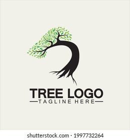 Tree logo icon vector illustration design.Vector silhouette of a tree templates of tree logo and roots  tree of life design illustration
