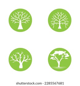 Tree logo icon vector illustration design.Vector silhouette of a tree templates of tree logo and roots  tree of life design illustration