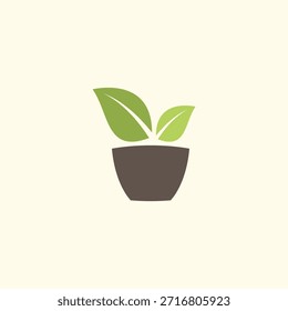 Icono del logotipo del árbol. Ilustración vectorial de la planta en una maceta