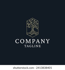 Vector de icono del logotipo del árbol. diseño plano de ilustración de naturaleza de árbol