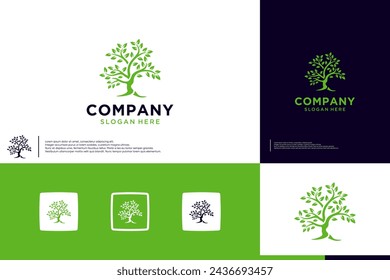 tree logo illustration design , forest , logo design template.