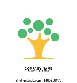 Tree logo illustration. Geometric, stylized, label, logo, icon, nature, green, organic, outdoors design
