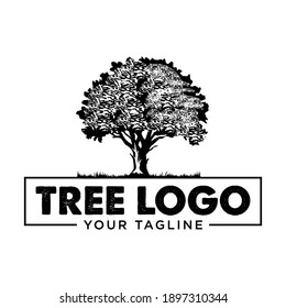 Tree logo illustration vector on trendy design.