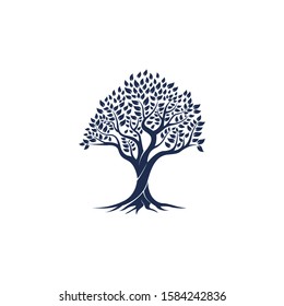 The Tree logo illustration. Vector silhouette of a tree.