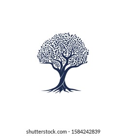 The Tree logo illustration. Vector silhouette of a tree.