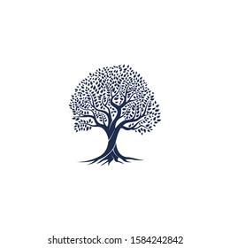 The Tree logo illustration. Vector silhouette of a tree.