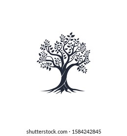 The Tree logo illustration. Vector silhouette of a tree.