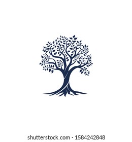 The Tree logo illustration. Vector silhouette of a tree.