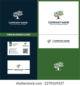 Tree logo illustration. Vector silhouette of a tree. Logo vector design template. logo and Drops of water combined with a tree. design Premium Vector. Root Of The Tree illustration