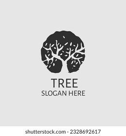  Tree logo illustration. Vector silhouette of a tree.