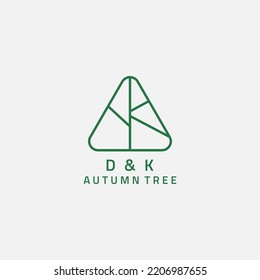 Tree logo inside a triangle and forming two letters.