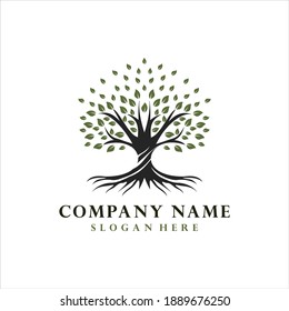 Tree logo inspiration with modern design. Vector illustration concept of a Green tree.  Vector logo design template. Plant, nature and ecology concept .