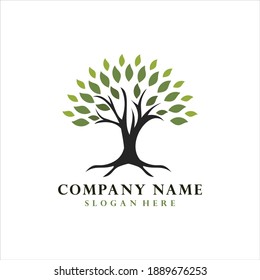 Tree logo inspiration with modern design. Vector illustration concept of a Green tree.  Vector logo design template. Plant, nature and ecology concept .