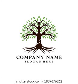 Tree logo inspiration with modern design. Vector illustration concept of a Green tree.  Vector logo design template. Plant, nature and ecology concept .