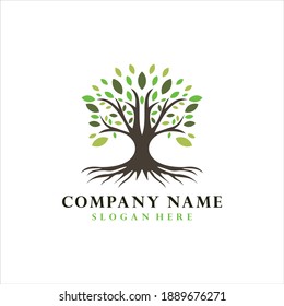 Tree logo inspiration with modern design. Vector illustration concept of a Green tree.  Vector logo design template. Plant, nature and ecology concept .