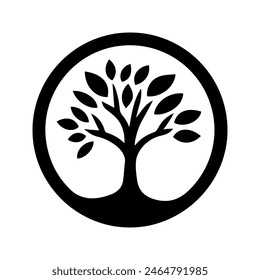 Tree logo, isolated on white. Minimalist natural icon, symbolizing growth, nature, and sustainability. Perfect for eco-friendly brands, organic products, and environmental initiatives. 