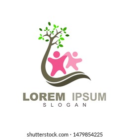 tree logo and kids design combination, charity icon