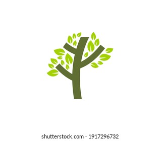 Icono ecológico verde de la hoja del logotipo del árbol 