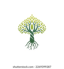 Baumlogo mit Leaf-Symbol Template-Design-Konzept Bio-botanisches Ökosymbol Vektor der Illustration Pflanzenwachstum Marke