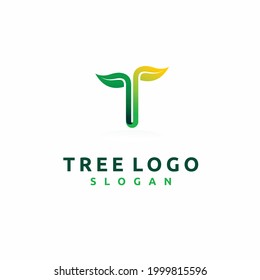 Tree logo with letter T concept