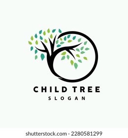 Tree Logo, Life Balance Education Vector, Luxurious Elegant Simple Tree Design, Playground Illustration Icon