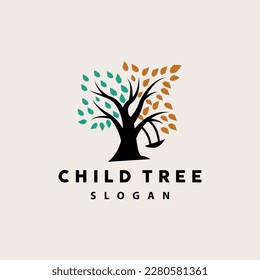Tree Logo, Life Balance Education Vector, Luxurious Elegant Simple Tree Design, Playground Illustration Icon