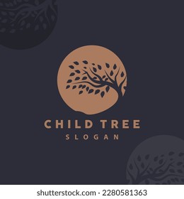 Tree Logo, Life Balance Education Vector, Luxurious Elegant Simple Tree Design, Playground Illustration Icon