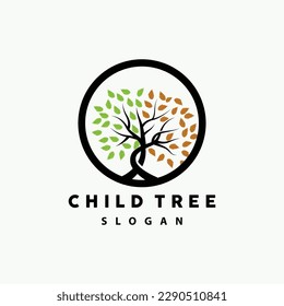 Tree Logo, Life Balance Education Vector, Luxurious Elegant Simple Tree Design, Playground Illustration Icon