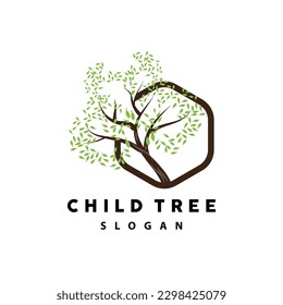 Tree Logo, Life Balance Education Vector, Luxurious Elegant Simple Tree Design, Playground Illustration Icon
