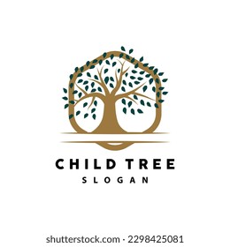 Tree Logo, Life Balance Education Vector, Luxurious Elegant Simple Tree Design, Playground Illustration Icon