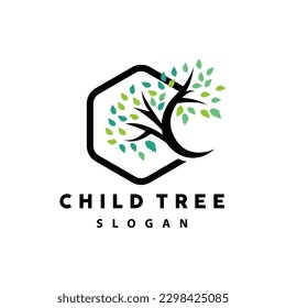 Tree Logo, Life Balance Education Vector, Luxurious Elegant Simple Tree Design, Playground Illustration Icon