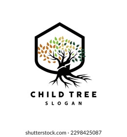 Tree Logo, Life Balance Education Vector, Luxurious Elegant Simple Tree Design, Playground Illustration Icon