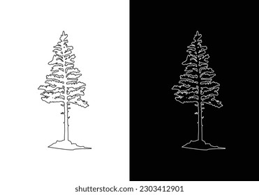 Tree logo line art vector illustration design, minimalist tree logo design.