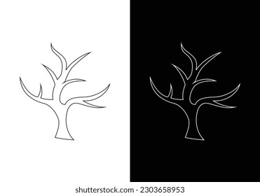 Diseño de ilustraciones vectoriales de la línea del logotipo del árbol, diseño de logotipo de árbol minimalista.