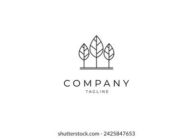 tree logo line art vector illustration