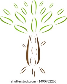 tree logo made of patterns of many uneven lines on a white background concept of nature and environment