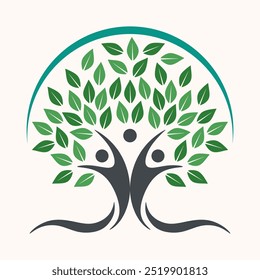 tree logo. tree man illustration, symbol of beauty growth health strength and life.