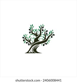 tree logo mark design. Organic nature icon. Natural plant emblem. Tree of life symbol. Vector illustration.