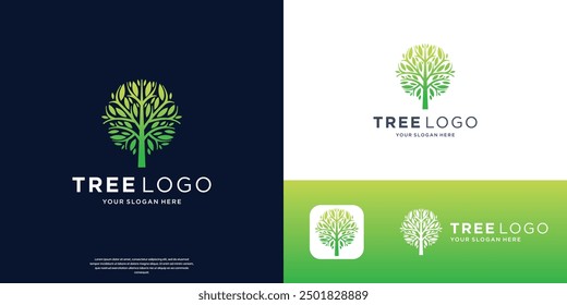 tree logo mark design. Organic nature icon, Natural plant emblem. Tree of life symbol.