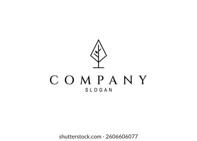 tree logo in minimalist linear design