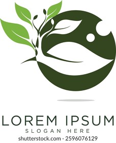 Tree logo with modern and minimalist design, fresh green geometric elements with futuristic touch, suitable for brands that focus on green technology, or environment. Available in high quality vector 