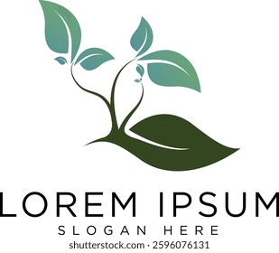 Tree logo with modern and minimalist design, fresh green geometric elements with futuristic touch, suitable for brands that focus on green technology, or environment. Available in high quality vector 