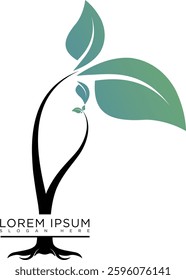 Tree logo with modern and minimalist design, fresh green geometric elements with futuristic touch, suitable for brands that focus on green technology, or environment. Available in high quality vector 