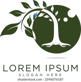 Tree logo with modern and minimalist design, fresh green geometric elements with futuristic touch, suitable for brands that focus on green technology, or environment. Available in high quality vector 